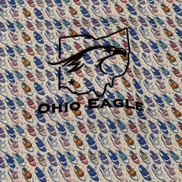 Johnnie O Polo Shirt Men's Large Foxtrot Golf Shoe Print Ohio Eagle C.C. Logo - Picture 6 of 9